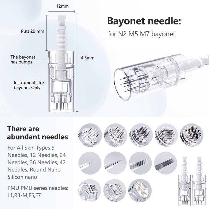 10/50/100PCS Derma Pen Bayonet Needles Cartridge For Dr pen N2/M5/M7 Nano/9 pin/12 pin/36 pin/42 Micro Needle Replacement Head - Image 4