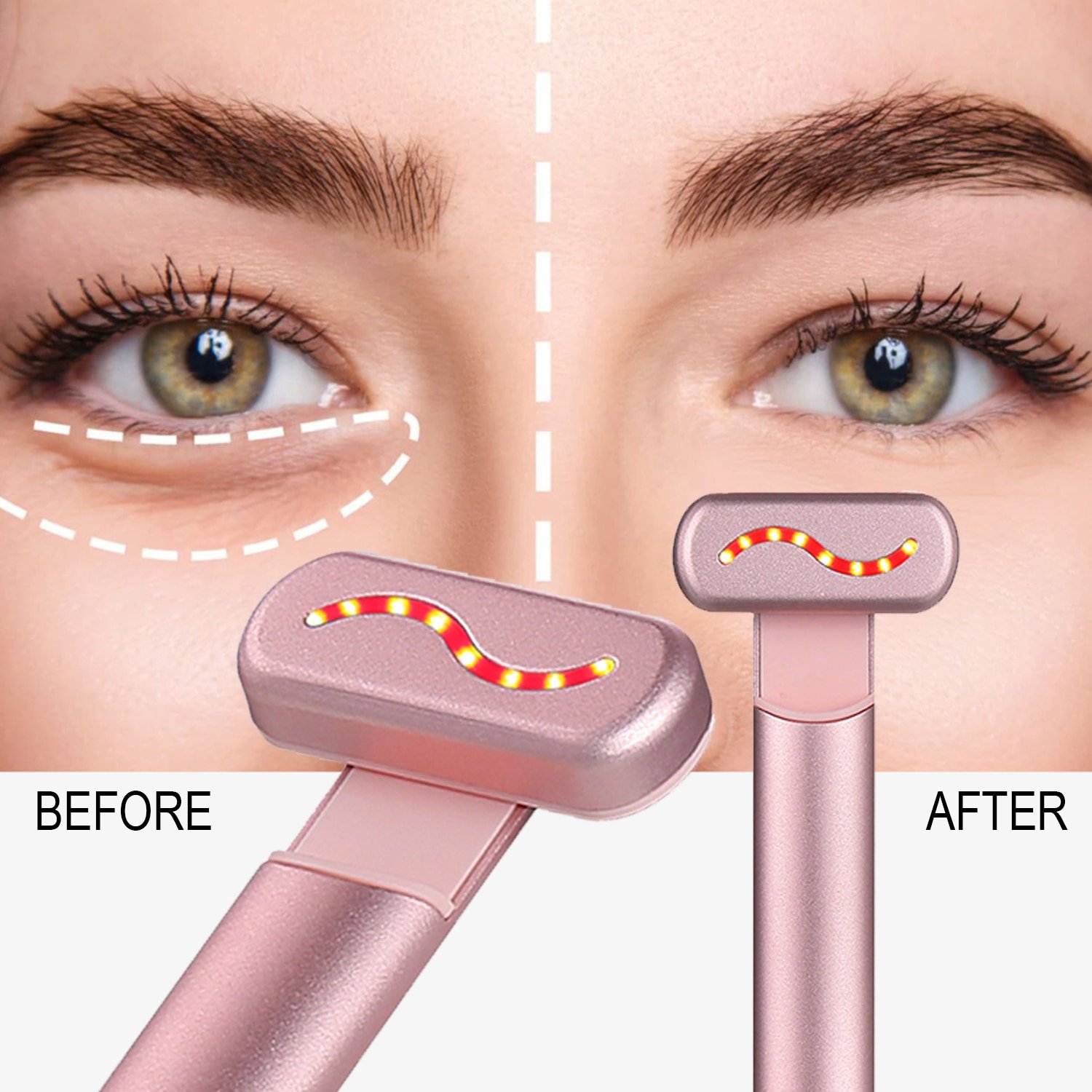 Eye Wand Massager 4in1 EMS Microcurrent Face Lift Skin Tightening Red