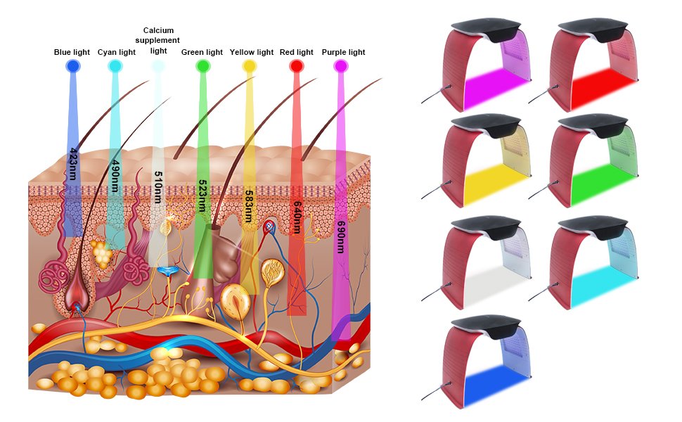 7 colors led therapy device with mist