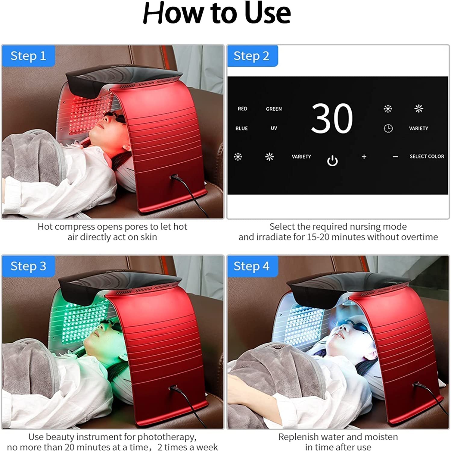 how to use 7 colors led therapy device with mist (8)