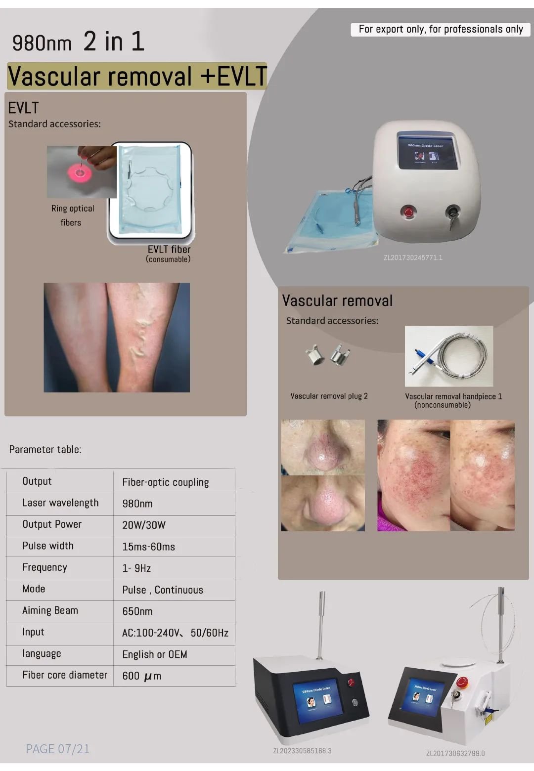 980nm 2 in 1 Vascular Removal + EVLT