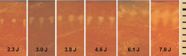 thermal coagulation points (TCPs) with different energy